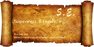 Sopronyi Elemér névjegykártya