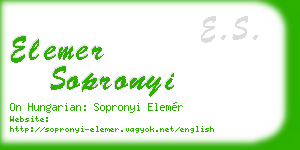 elemer sopronyi business card
